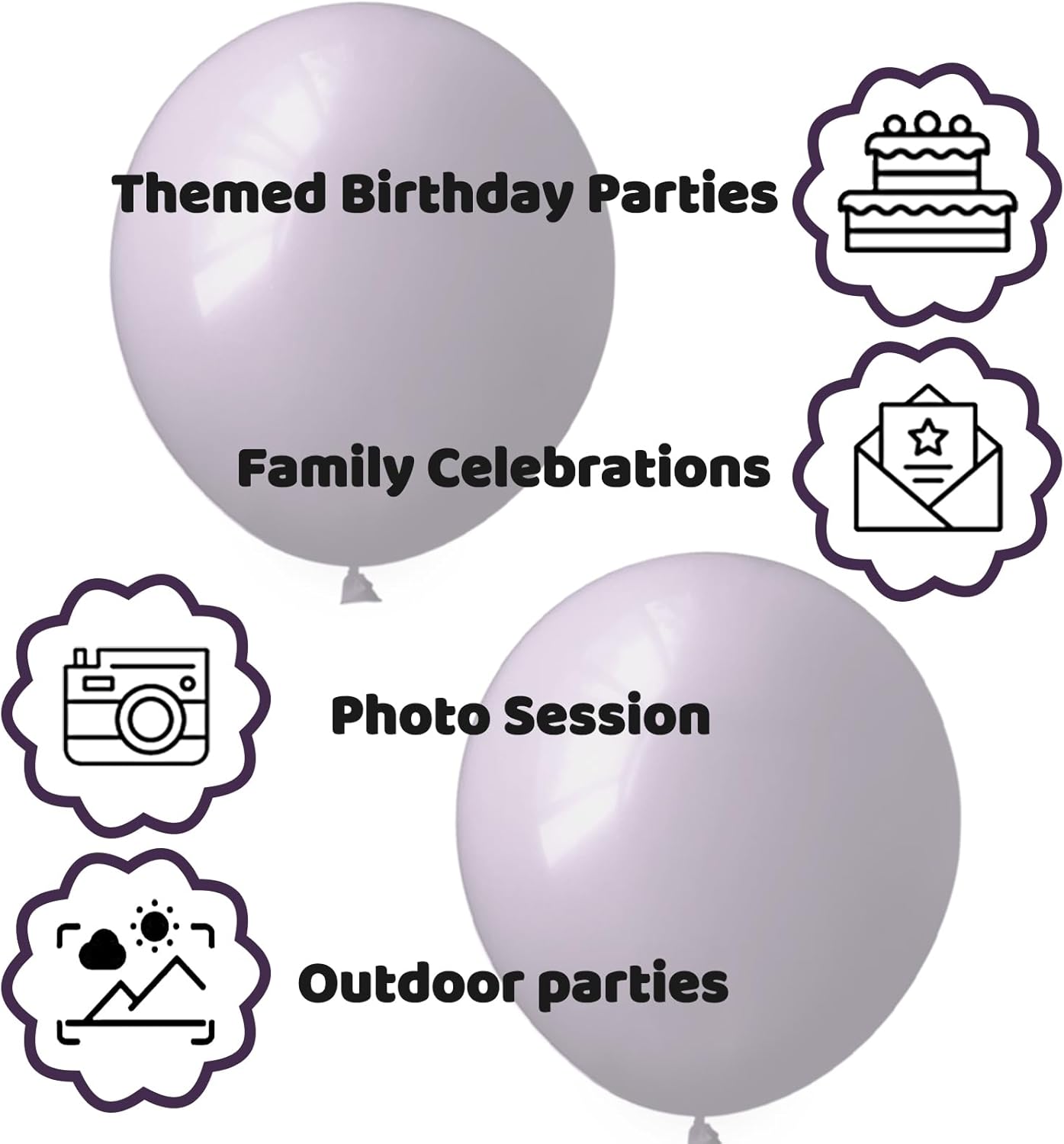 110pcs Dusty Purple Balloon 12 Inch, Dusty Purple Latex Balloons for Birthday Party Baby Shower Wedding(with 2 Ribbons).