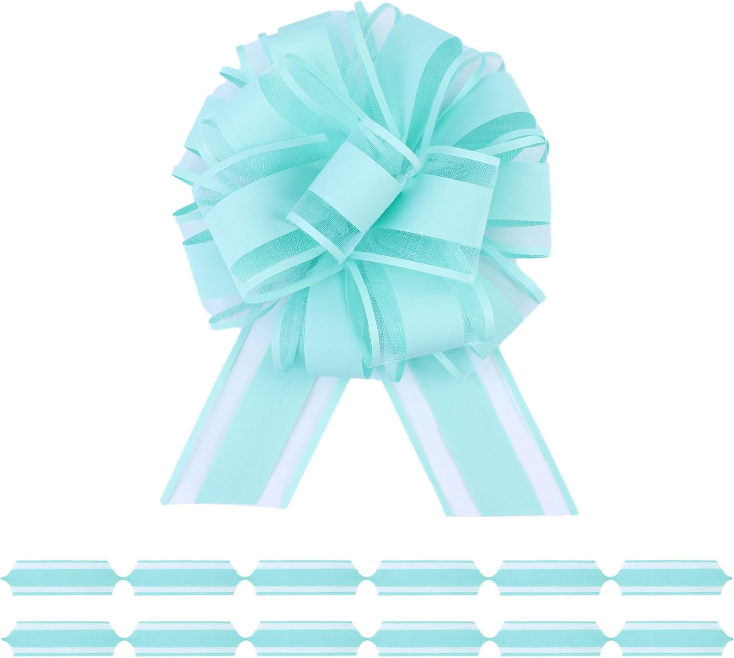 6Pcs 6inch Pull Bow Gift Wrapping,Pull Bow For Gift Basket, Gift Bag Box Wrapping Decor, Valentines Day, Birthday, Anniversary, Wedding, Flower Packaging (Baby Green)