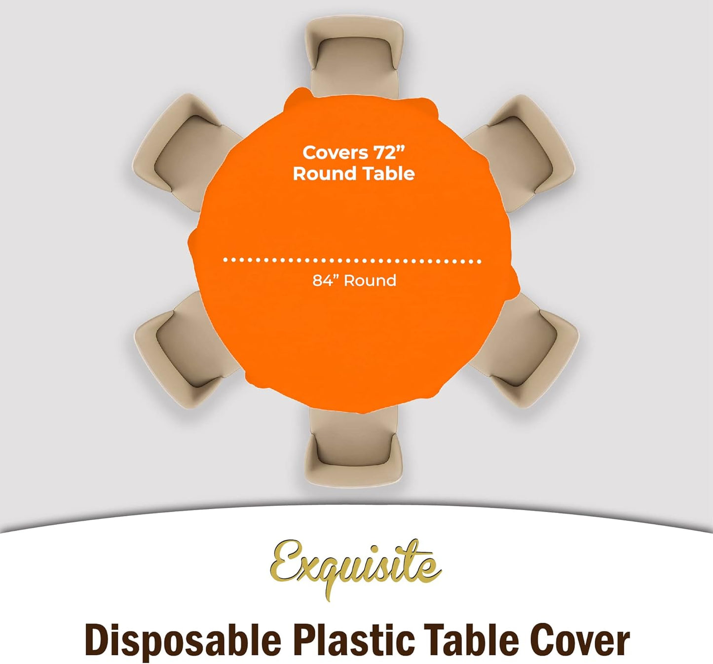 Exquisite 12-Pack Premium Plastic 84-Inch Round Tablecloth, Orange