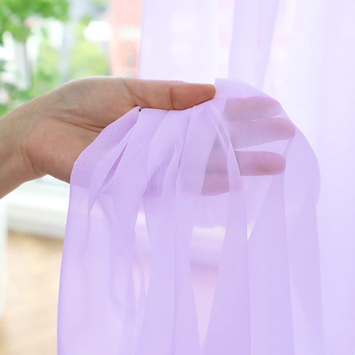 Window Purple Sheer Curtains 48 Inches Width 108 Inches Long 2 Panels Sheer Curtain Clear Curtains Basic Rod Pocket Panel for Home Living Room Bedroom Kids Room Yard Patio Parlor Sliding