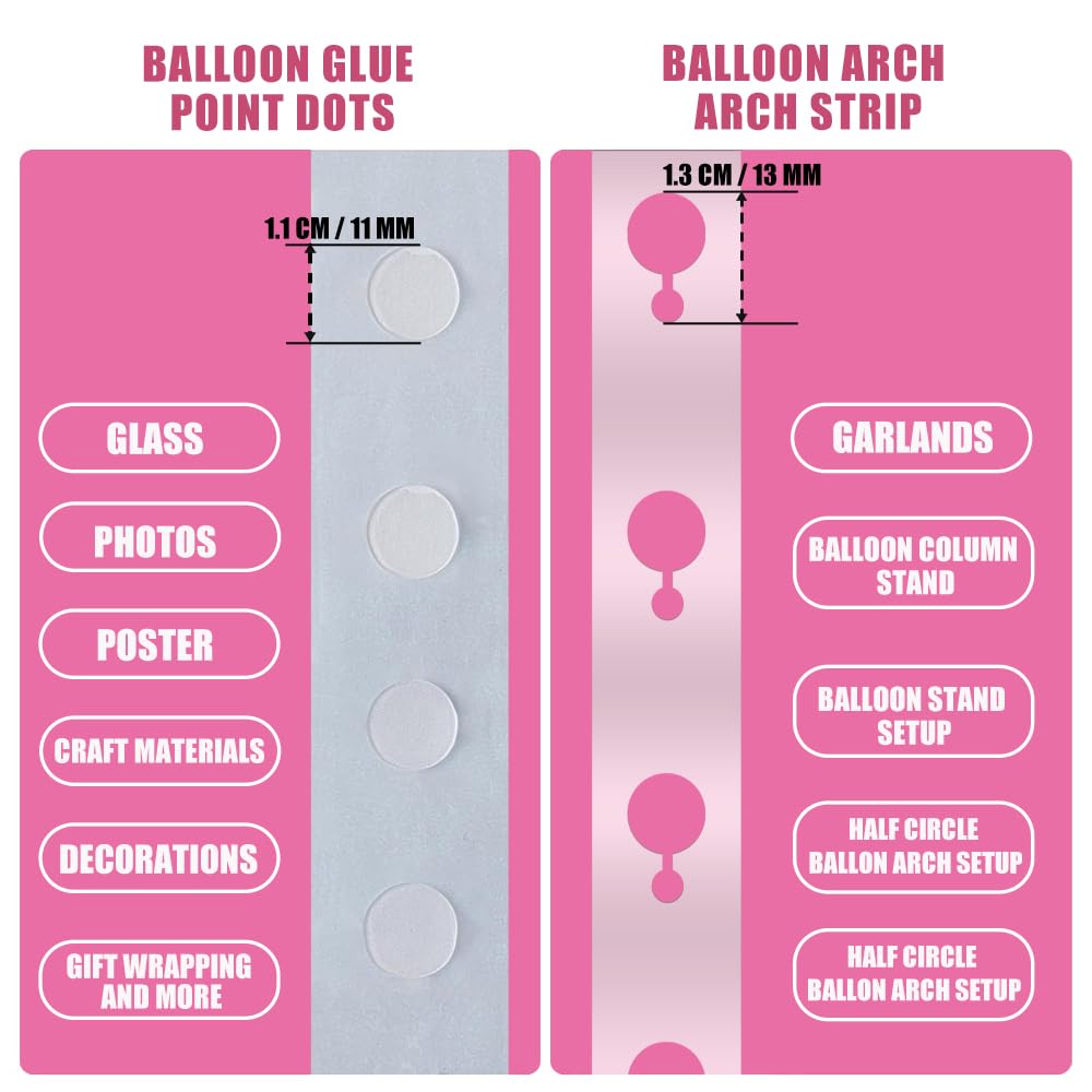 Balloon Arch Kit Balloon Garland Decorating Garland Strip, 3 Tape Strips and 3 Glue Point Dots for Party、Wedding、Birthday, Shower and DIY Decorations(Upgraded Version)