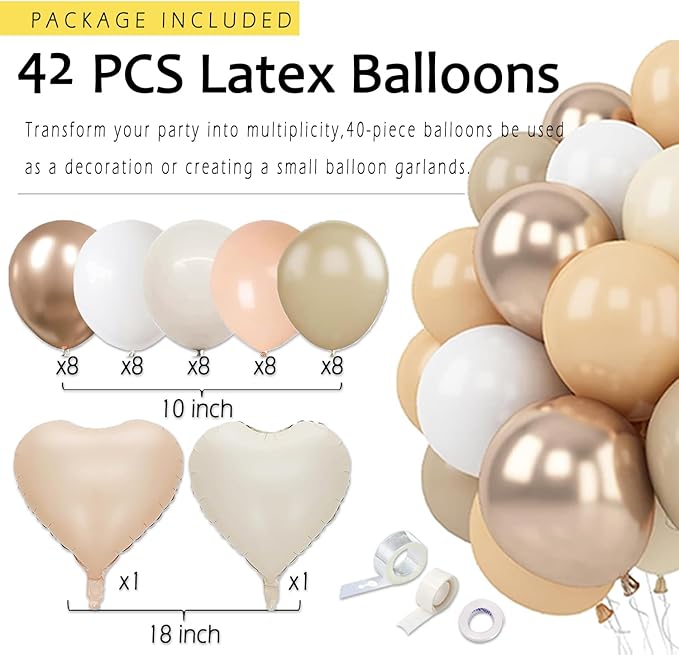 Champagne-Gold Beige Birthday Decorations for Women Girls,Cream Neutral Balloons Décor,Happy Banner,Boho Peach Paper Lanterns Tissue Pom Poms Fan,Anniversary Princess Backdrop Party Supplies