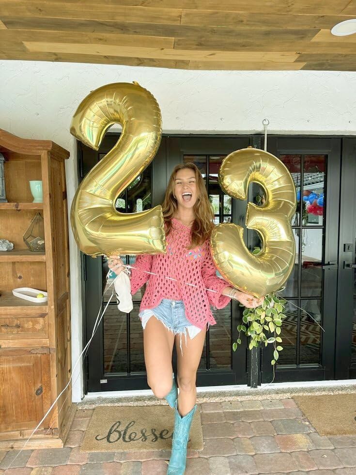 Large 40 Inch Champagne Gold 3 Number Balloon, 3 13 23 30 33 36 38 Light Gold Birthday Party Decorations, Numbers Three Foil Balloons for Anniversary Party Graduations Celebration Supplies