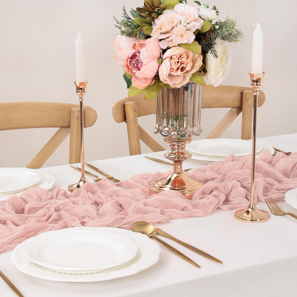 Dusty Pink Table Runner Cheesecloth Table Runner 10 Pack 10FT Farmhouse Table Runners 120 Inches Fall Table Decor Dining Room Centerpiece Wedding Boho Baby Shower Birthday