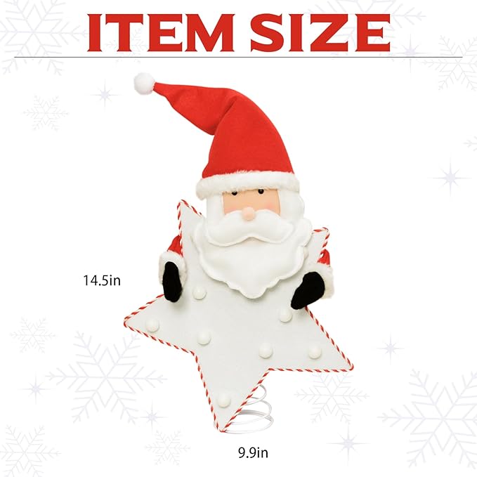 Santa Claus Christmas Tree Topper -Santa Claus Christmas Decorations, Holiday Xmas Decorations Funny Home Decor with Battery Operated Tree Ornaments w/10 LED Lights(Battery not Included)