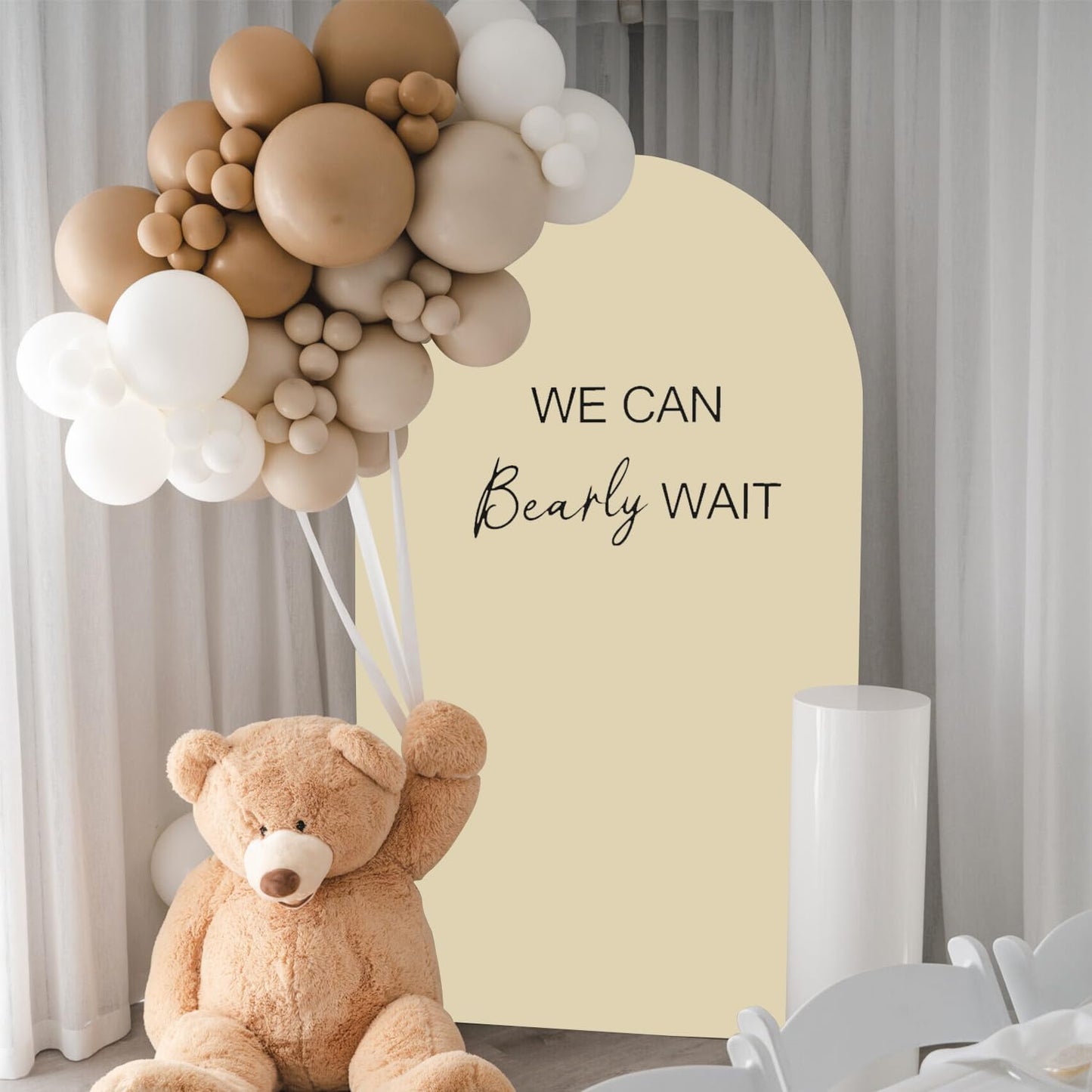 Beige Arch Cover 6ft Arch Backdrop Cover Spandex Fitted Wedding Arch Covers Round Top Arch Frame Cover Chiara Arch Cover Backdrop Fabric for Baby Shower Birthday Garden Party Celebration