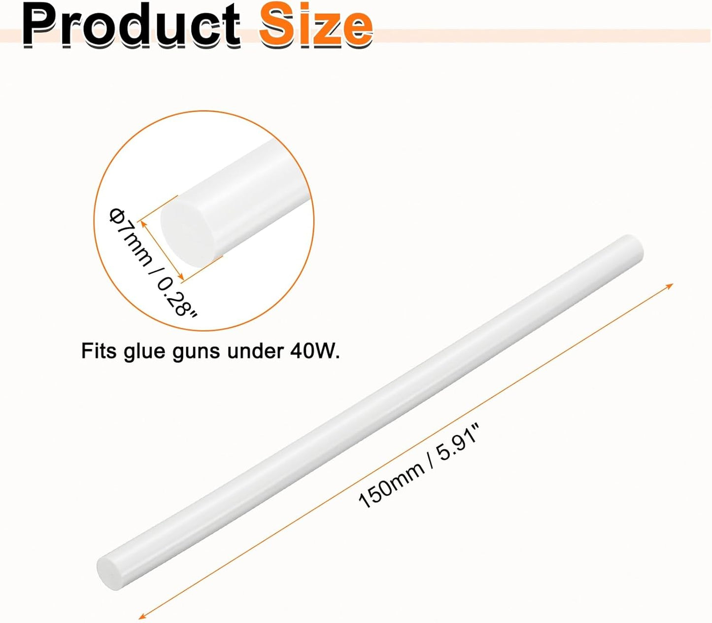 HARFINGTON 10pcs Hot Glue Sticks 0.28" Dia x 5.91" Long EVA Mini Hot Melt Adhesive Glue Stick for Hot Melt Gun Wood Plastic Glass Flowers Fabrics Foam, White