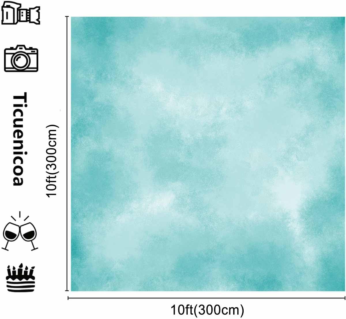 10x10ft Aqua Abstract Solid Photography Backdrops Gradient Portrait Photo Booth Background for Photographyer
