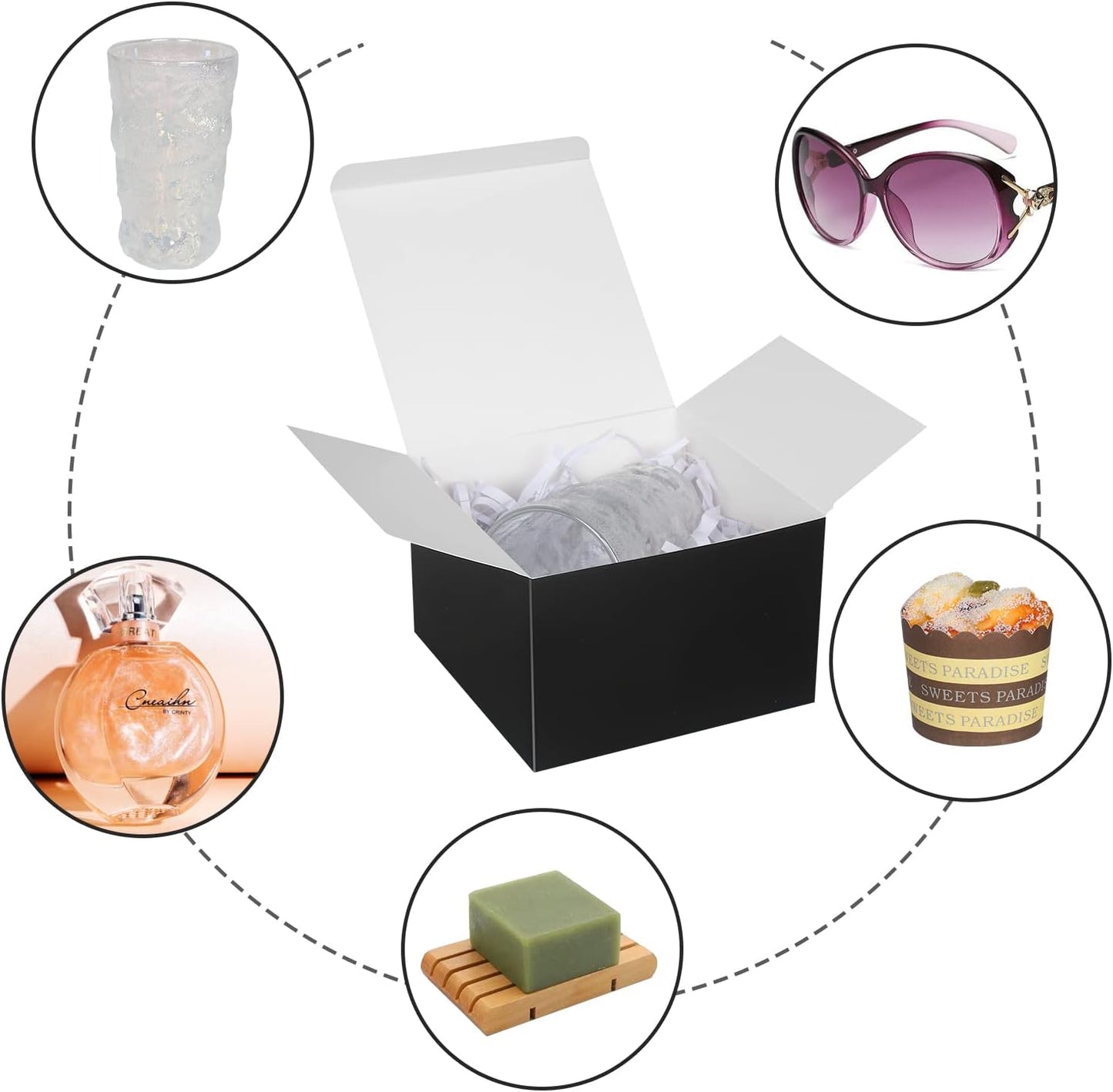 COTOPHER Small Gift Boxes 10 Pack 6x6x4 inches Black Gift Boxes with Lids for Gifts, Crafting, Wedding Party Favor, Cupcake Box, Candy, Bridesmaids Proposal Box