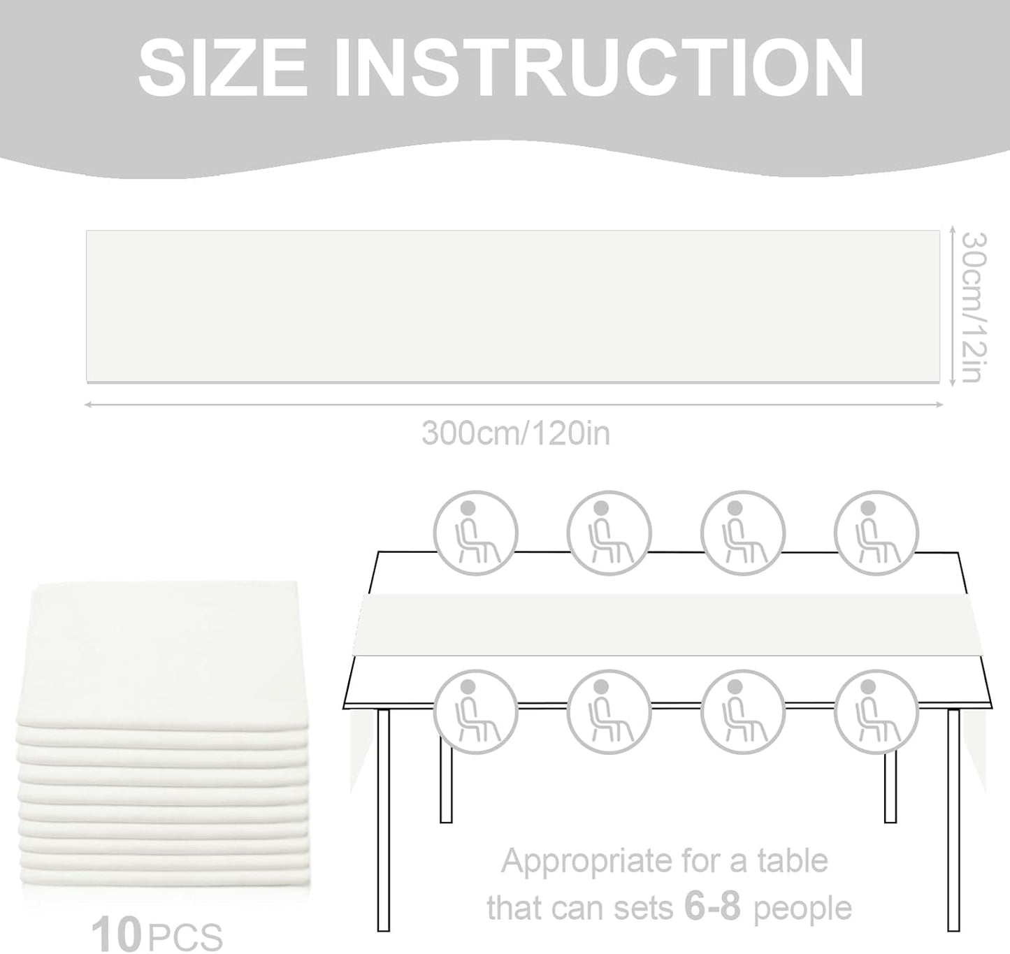 10 Pack 10ft White Chiffon Table Runners Wedding Table Runner Sheer Romantic Tulle Table Runner for Christmas Wedding Bridal Tea Party Baby Shower Birthday Party Table Decorations(120 x 12 in)