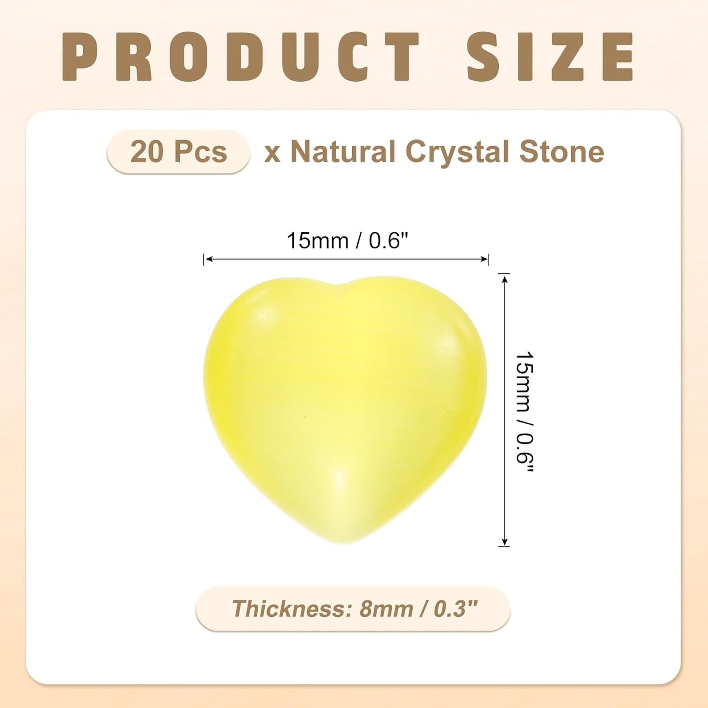 PATIKIL 20 Pcs Natural Heart Shaped Crystal Stone, 0.6 Inch Mini Polished Love Gemstone Crystal, Pocket Rock Engraved Worry Stones for Women Gifts Meditation, Bright Yellow