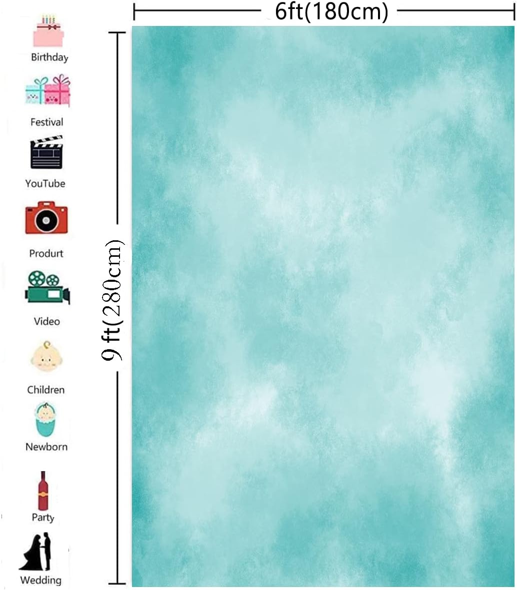 6x9ft Aqua Abstract Solid Photography Backdrops Gradient Portrait Photo Booth Background for Photographyer