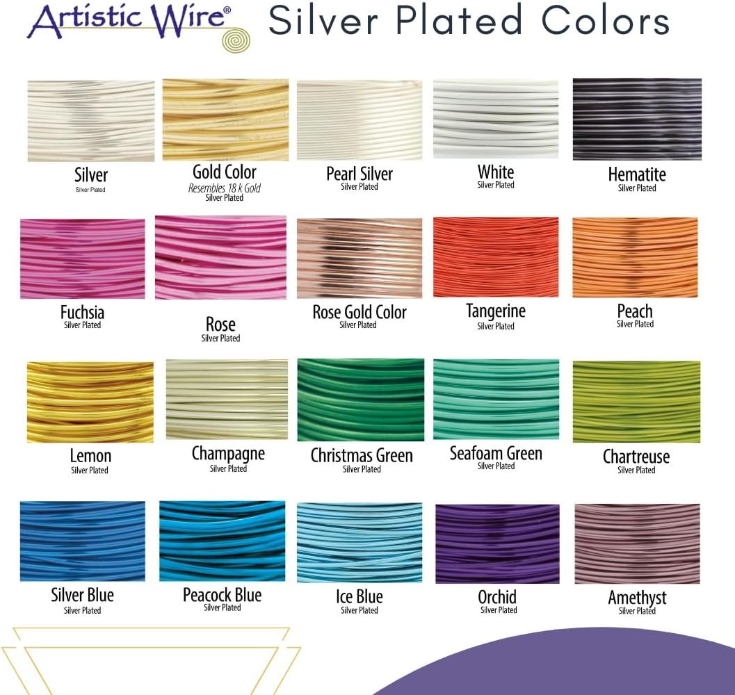 Artistic Wire, 20 Gauge Silver Plated Tarnish Resistant Colored Copper Craft Wire, Fuchsia 25 ft