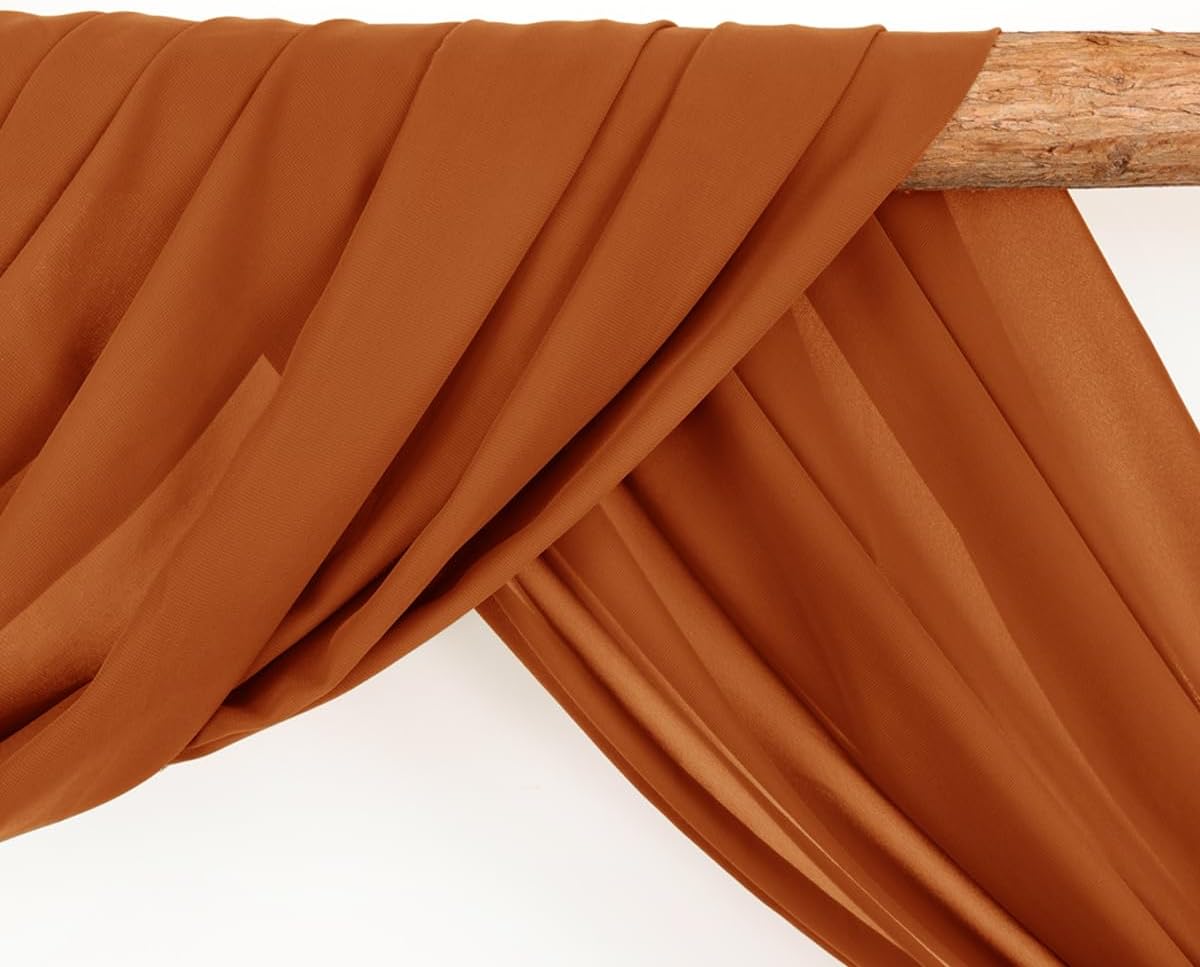Wedding Arch Draping Fabric 1 Panel 30'' x 18FT Terracotta Sheer Chiffon Arch Drapery for Photo Booth Bridal Shower Baby Shower Church Decor Newborn Photography Christening Outdoor Party