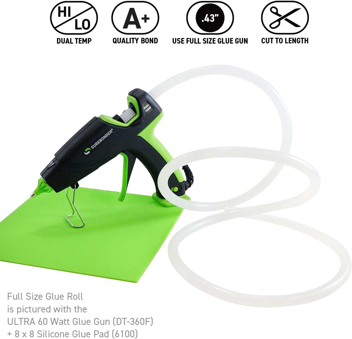 Surebonder RR-77 Full Size 77 ft. Clear All Temperature Hot Glue Stick Roll/Rope for Continuous Gluing, 7/16" x 77' - 5 lb Box