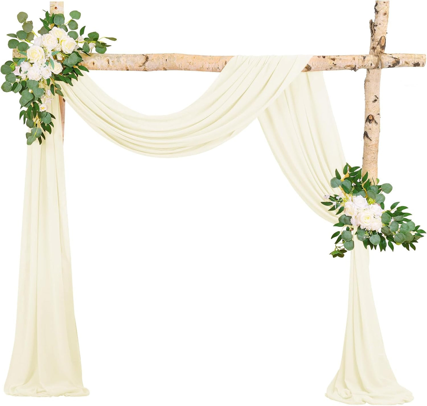 Ivory Sheer Chiffon Wedding Arch Draping Fabric, 1 Panel 28" x 20ft, Perfect for Wedding Ceremony & Reception Decoration