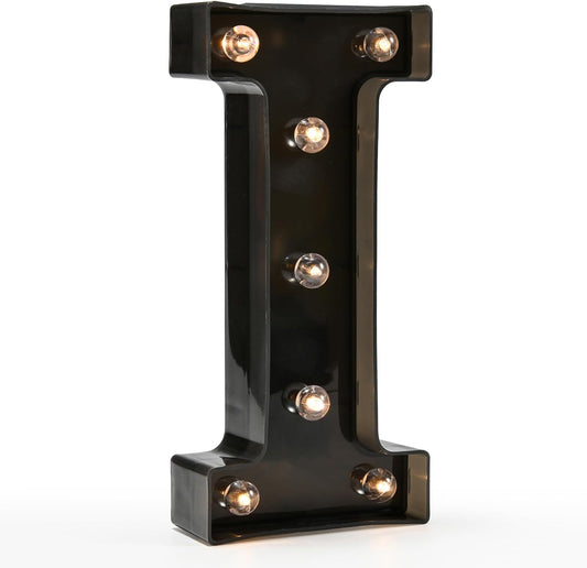 OYCBUZO Light Up Black Alphabet Marquee Letters Sign LED Marquee Number Lights Sign for Night Light Home Bar Christmas Lamp Birthday Party Wedding Decoration I