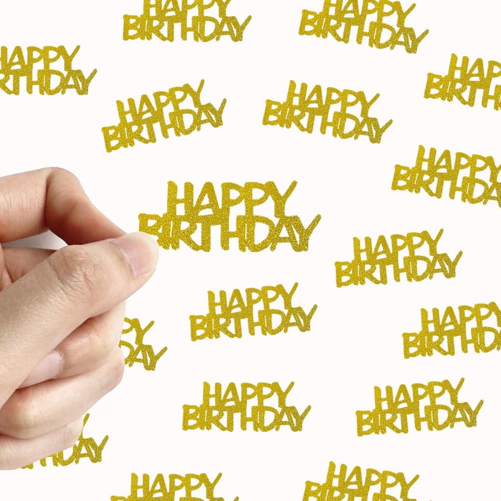 Gold Happy Birthday Confetti For Table - Paper Birthday Party Decorations For Men Women Boys Girls, Table Sprinkling Scatter Decoration Party Supplies