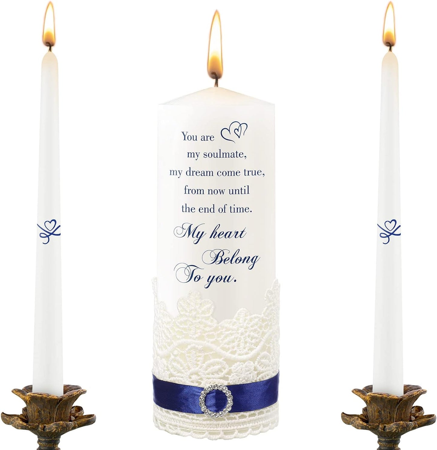 Frienda Unity Candles for Wedding Ceremony Set Wedding Unity Taper Candles Catholic Religious Ceremony Accessories(Heart Style)