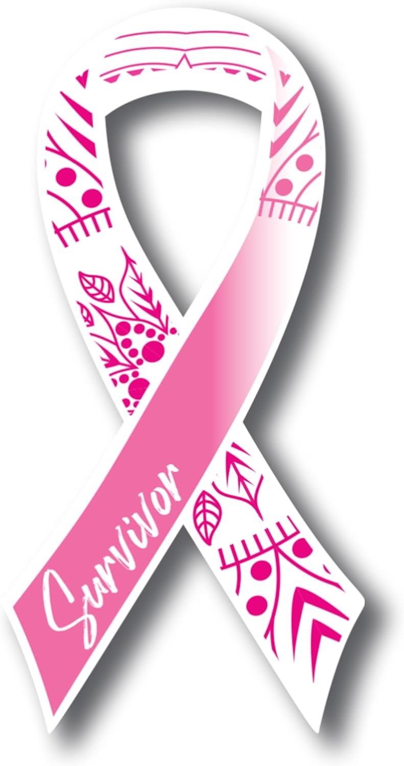 Magnet Me Up Breast Cancer Awareness Pink Mandala Survivor Ribbon Magnet Decal, 3.5x7 Inches, Automotive Magnet for Car Truck SUV, Celebration of Strength, Admiring Survivors, Crafted in USA