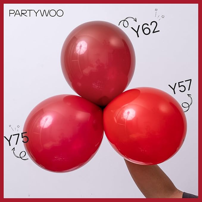PartyWoo Red and Black Balloons 65pcs 12 Inch Matte Black Red White Confetti Balloons for Graduation Men Birthday Wedding Anniversary Bachelorette Racing Car Casino Retirement Party Decorations