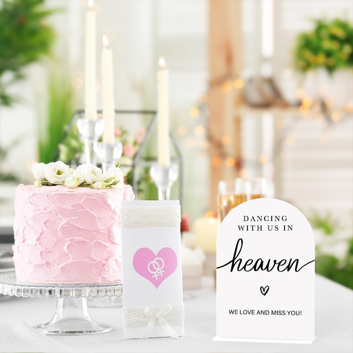 Acrylic Wedding Sign Dancing With Us In Heaven Sign for Wedding Wedding Signs for Ceremony Modern Calligraphy Arch Acrylic Table Top Sign for Wedding Reception and Event Party Table(white）
