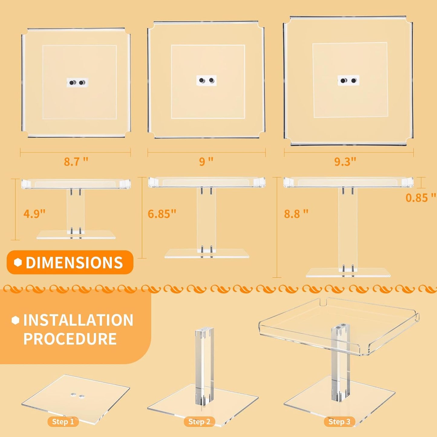 3 Tiered Serving Tray Set for Entertaining, Acrylic Dessert Table Display Set, Cupcake Stand Buffet Risers for Wedding Birthday Party Baby Shower