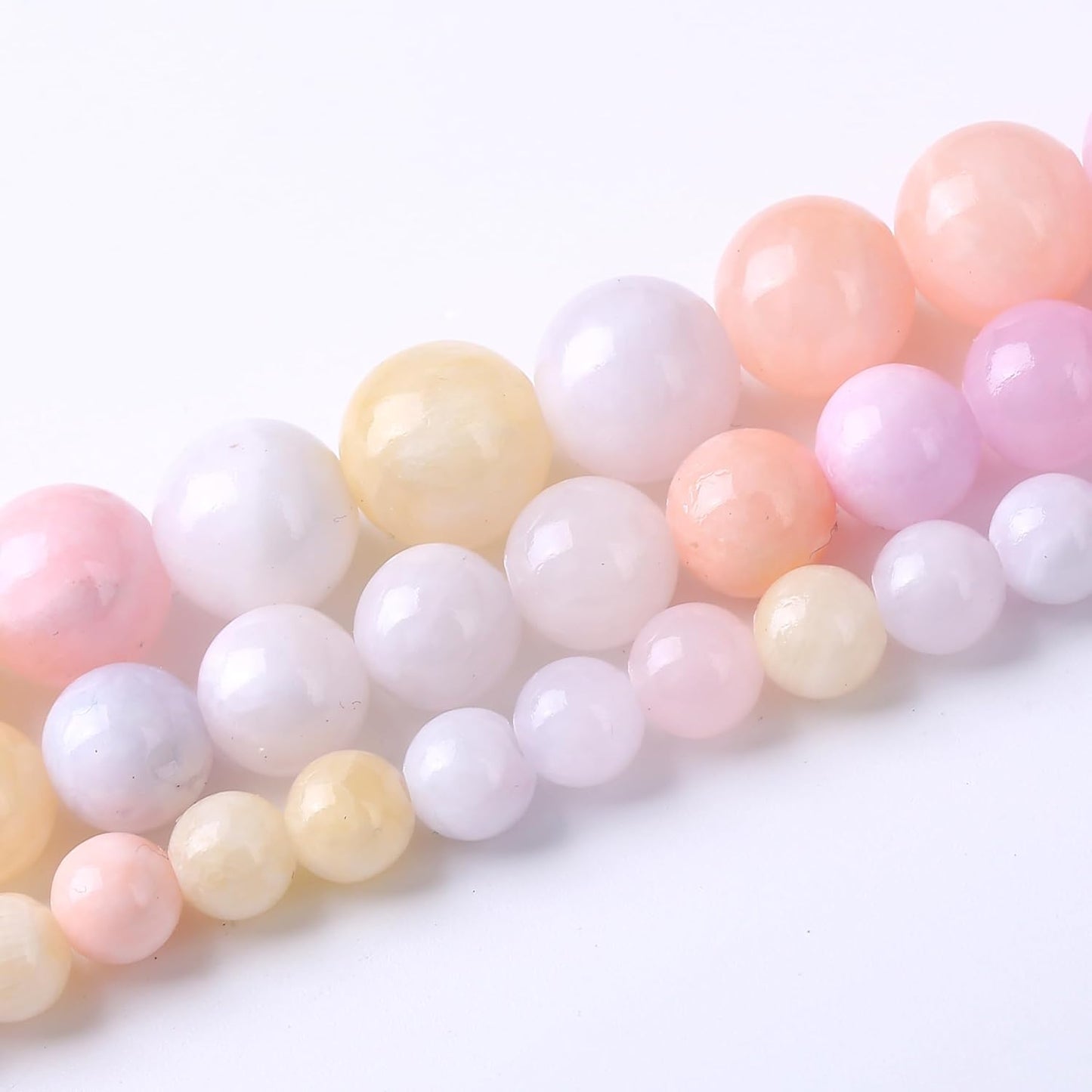 Colorful Rice Topaz Stone Beads Gemstone Round Crystal Energy Jade Beads Stone Beads for Jewelry Making DIY Bracelet Necklace Jewelry Making 1 Strand 15.5inch 35PCS 10MM