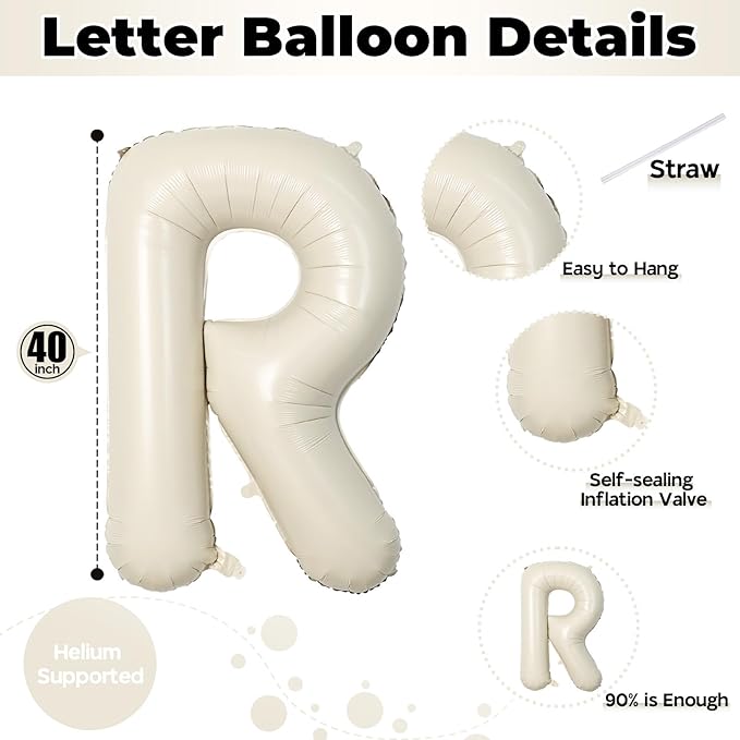 40 Inch Beige MR & MRS Balloons for Wedding Decor, Large Cream Mr and Mrs Foil Balloon Letter, Ivory White Sand Mr to Mrs Banner Sign for Bride Groom Engagement Couple Sweetheart Party Decorations