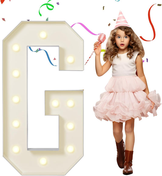 eufony Marquee Letters 4 Feet Tall, 4 FT Marquee Light Up Letters, Giant Light Up Letters 4FT for Birthday Party Baby Shower Gender Reveal Graduation Decorations, Letter G with LED Lights DIY Kit