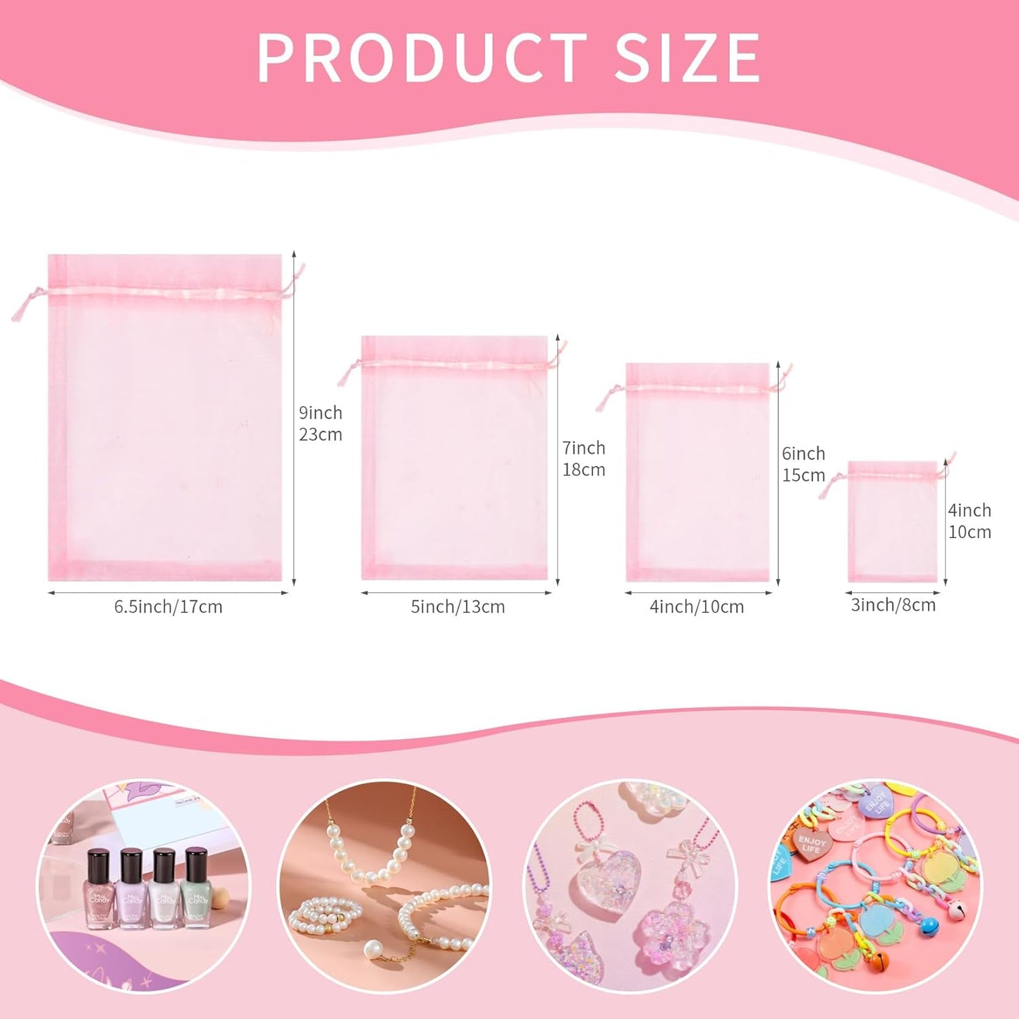 50 Pcs Organza Bags Mix Color 3x4 Inch, Small Gift Bags Goodie Bag for Jewelry Candy, Small Mesh Bags Drawstring for Wedding Party Favor Halloween Christmas