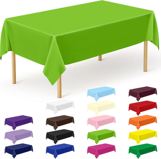 QZYL 12 PCS Bright Plastic Table Cover, 54 X 108 in Rectangle Disposable Table Cloth for Picnic, Light Green Plastic Tablecloth for Parties Weddings Graduation Birthday