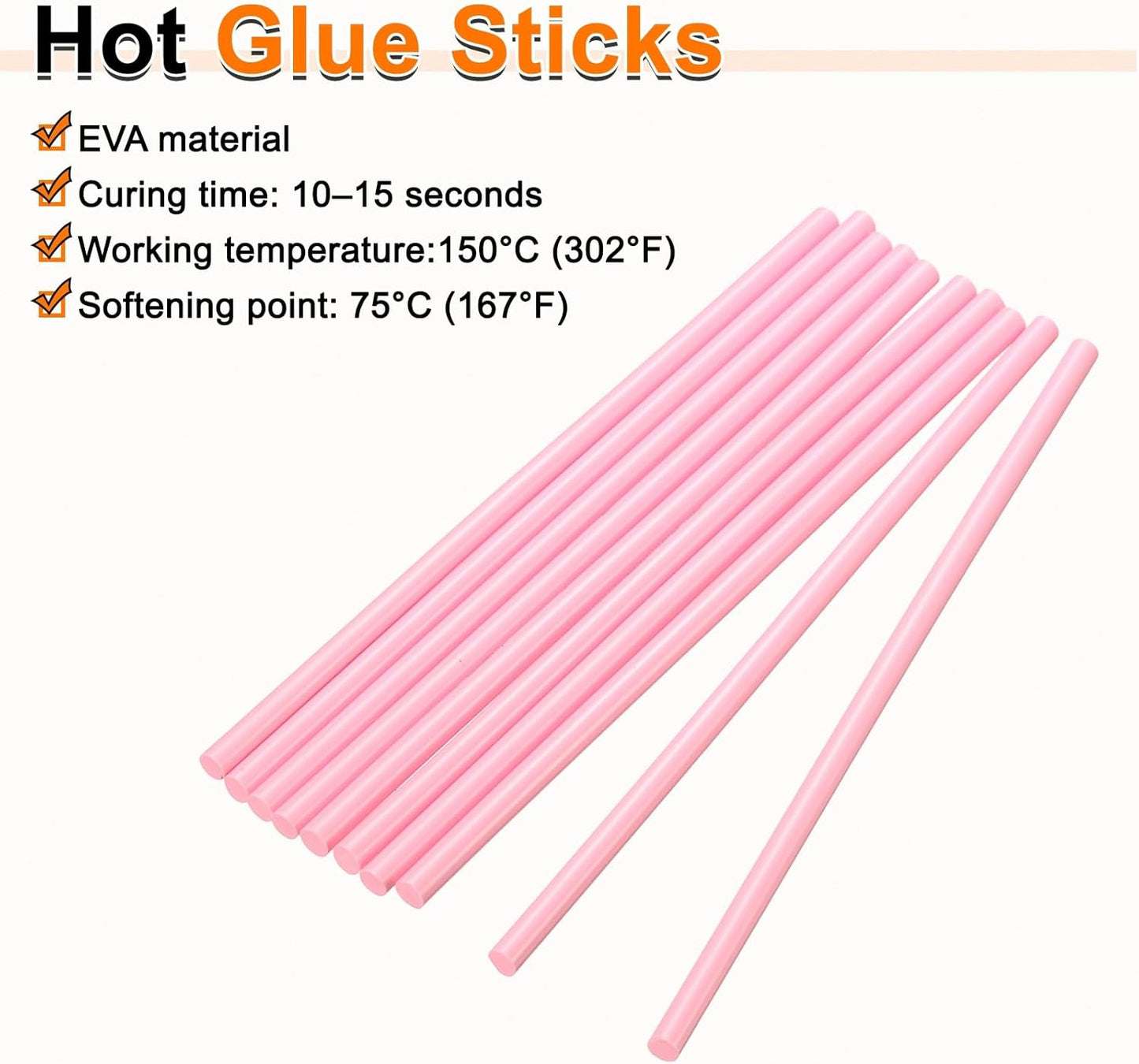 HARFINGTON 10pcs Hot Glue Sticks 0.28" Dia x 5.91" Long EVA Mini Hot Melt Adhesive Glue Stick for Hot Melt Gun Wood Plastic Glass Flowers Fabrics Foam, Pink