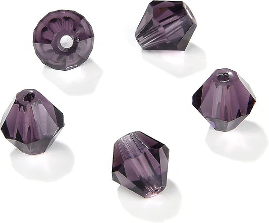 6mm Bicone 450Pcs Violet Crystal Glass Beads Faceted Bicone Shape Crystal Glass Spacer Beads for Bracelet Necklace Decorative Hand Jewelry Making (Violet, 6MM)