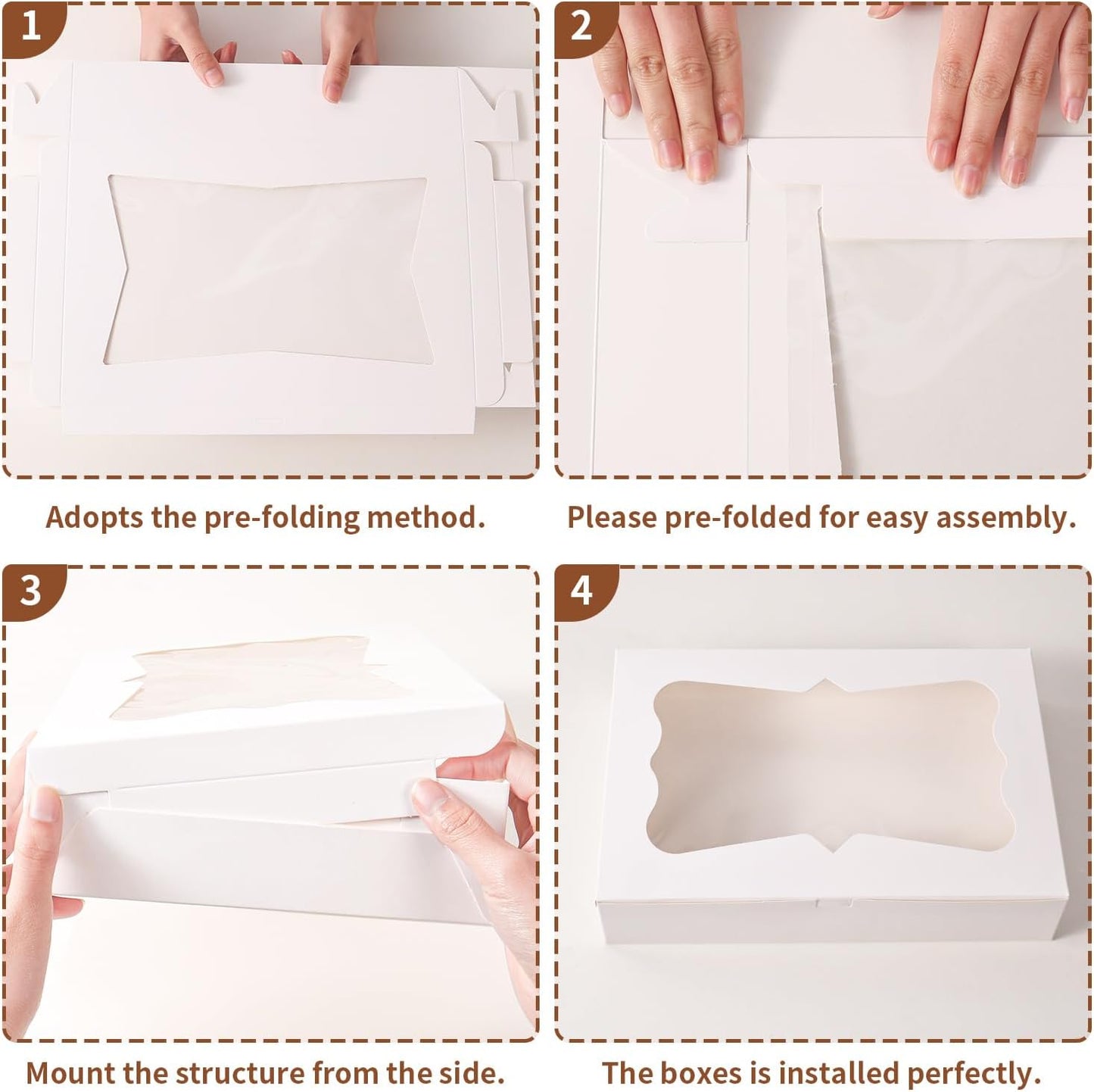 12pcs12x8x2.5 Inches Bakery Boxes,Cookie Boxes with 3Style for Window Bread,Treat，Chocolate,Strawberries,Dessert,Cakes,Donuts,Muffins,pastry