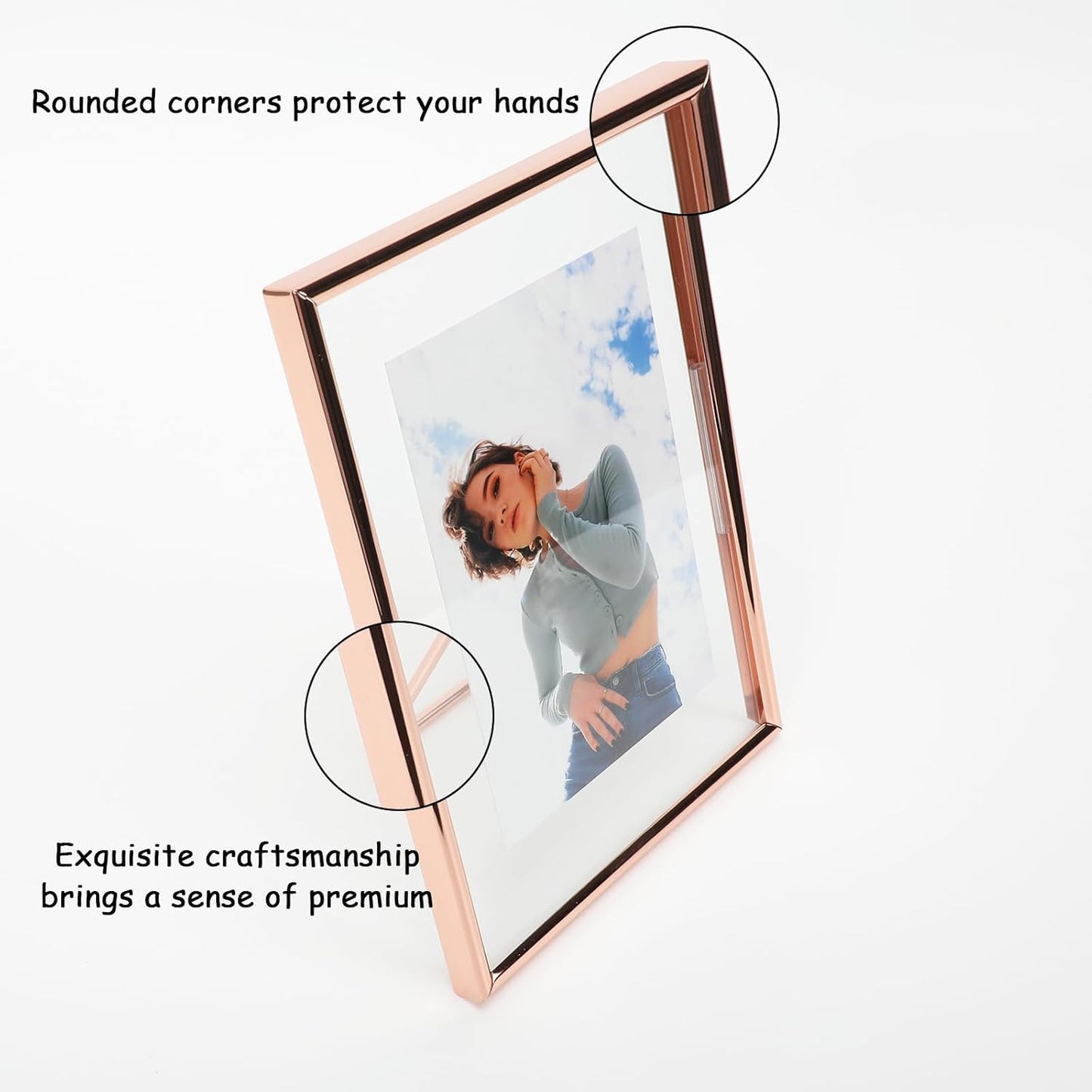 Rose Gold Floating Frame (5"x7",Vertical) with “Heart”, For Picture 4x6,3x5, 2x3, Classy Gift For Mother's Day, Home or Wedding…