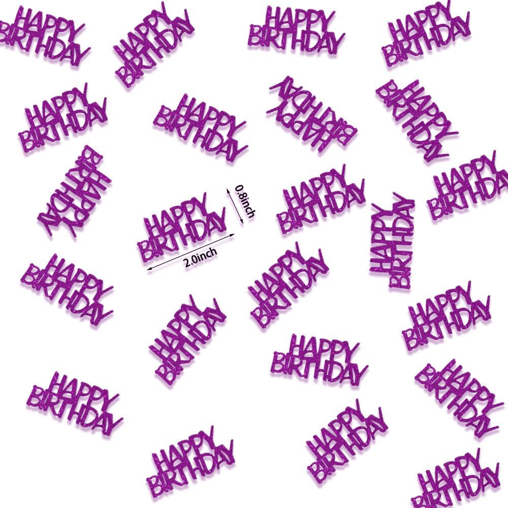 Purple Happy Birthday Confetti Girl Birthday Party Decorations Glitter Table Scatters for Adult Women Birthday Anniversary DIY Crafts Party Supply 100PC