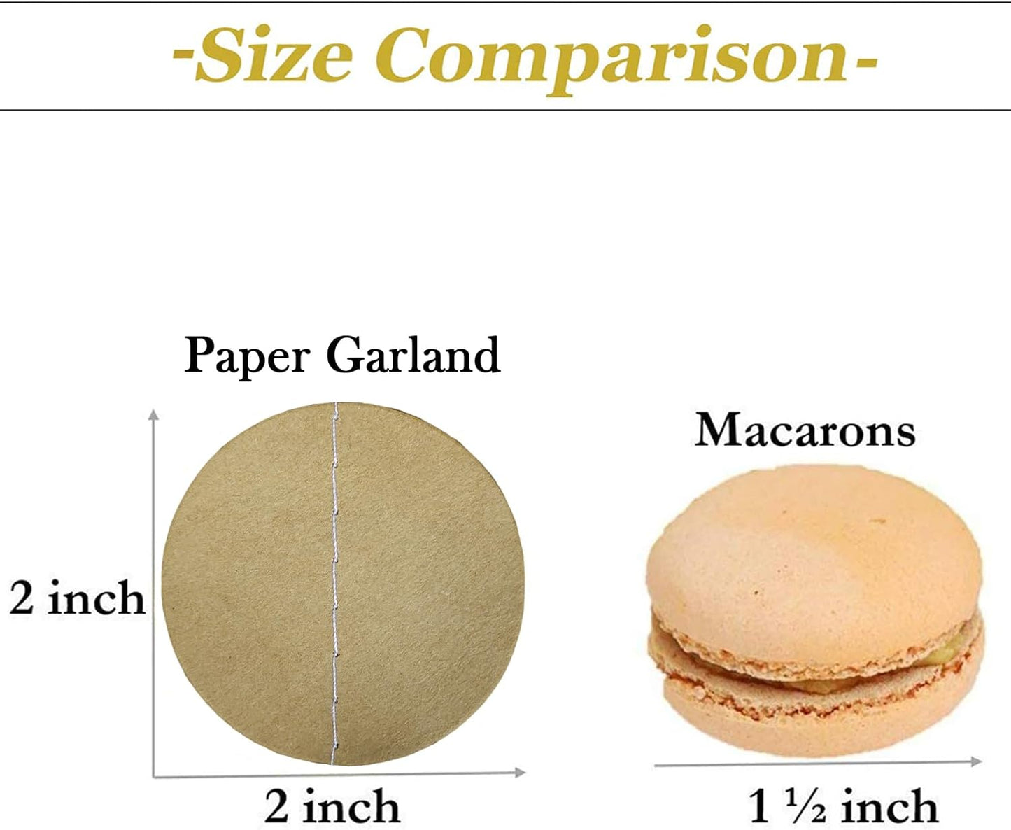 MerryNine Paper Garland 5 Pack, 50ft Glitter Paper Garland Circle Dots Hanging Decor, Banner for Baby Shower, Birthday, Nursery Party Decor (Brown Kraft Beige)