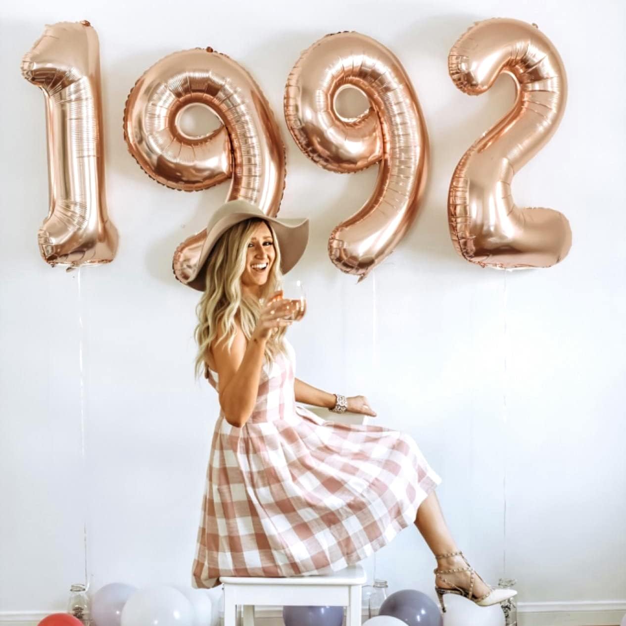 40 Inch Rose Gold Large Numbers Balloons 0-9, Self Inflating Foil Number 9 Helium Balloons for 9th Girls, Big Digit 9 Balloons for Women Birthday Party Anniversary Graduation Supplies Decorations