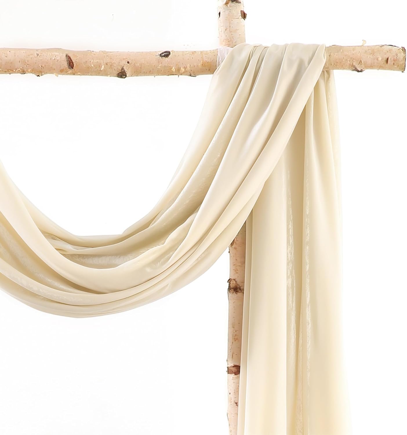 Wedding Arch Draping Fabric 1 Panel 18Ft Nude Sheer Chiffon Curtain Drapes 6 Yards for Wedding Ceremony Birthday Party Decoration