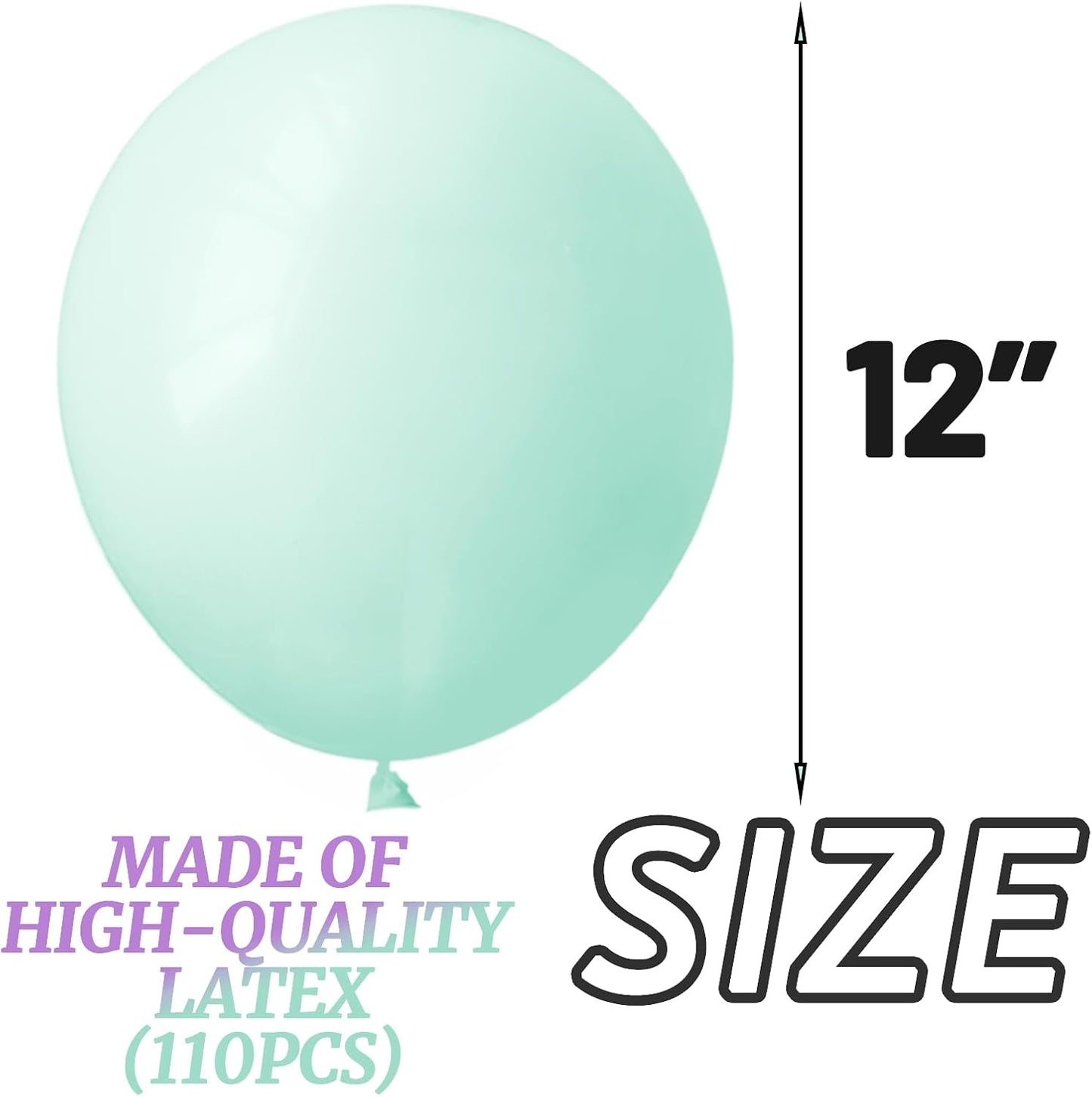 110pcs Pastel Green Balloon 12 Inch, Pastel Green Latex Balloons for Birthday Party Baby Shower Wedding(with 2 Ribbons).