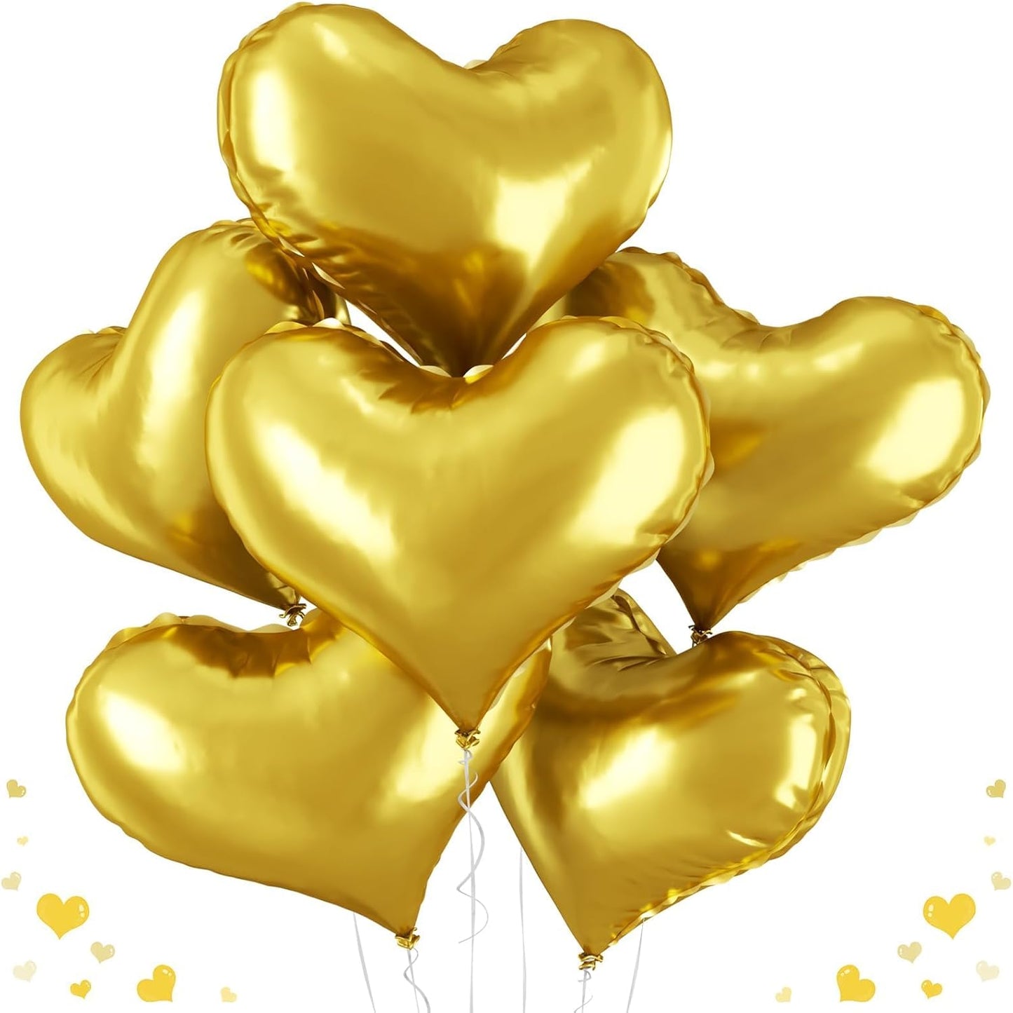 24 Inch Gold Heart Balloons, Prom Love Heart Balloons, Metallic Gold Helium Balloon for Valentines Day Bridal Shower Anniversary Wedding Birthday Party Decorations