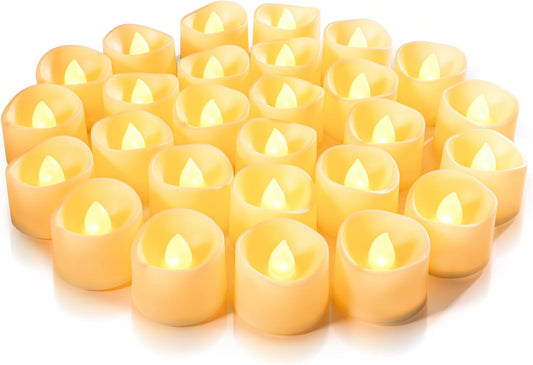 Homemory 24-Pack Flameless LED Tea Lights Candles Battery Operated, 200+Hour Fake Electric Candles TeaLights for Votive, Aniversary, Wedding Centerpiece Table Decor, Funeral, Halloween, Christmas