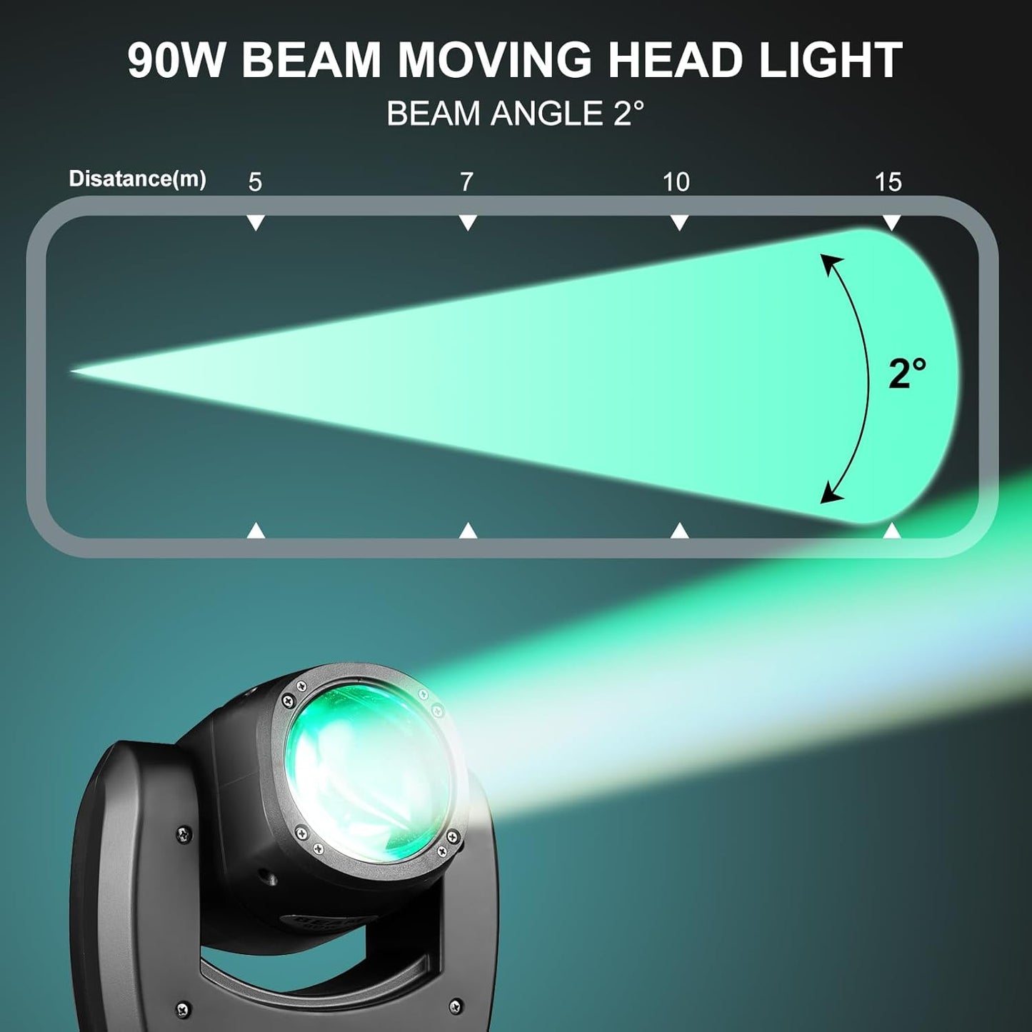 90W LED Moving Head DJ Lights Mini Beam Stage Lights Super Bright Spot RGBW 4IN1 DMX 512 12CH Sound-Activated for Wedding DJ Party Stage Lighting (90W, 1)