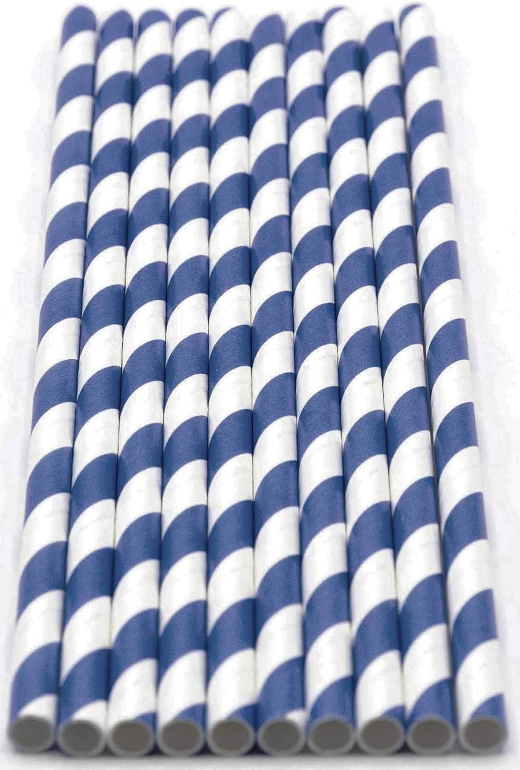 Pack of 150 Navy Blue Swirls Biodegradable 4-Ply Paper Drinking Straws (Compostable, Non-toxic, BPA-free)