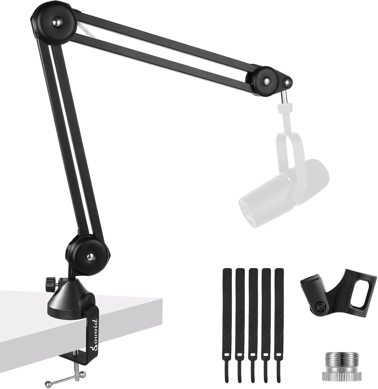 Mic Boom Arm – Heavy-Duty Microphone Stand with Desk Mount Clamp&Microphone Clip Ideal for Podcast & Gaming, Supports 4.4 lbs for Blue Yeti, FIFINE, HyperX, Shure & More