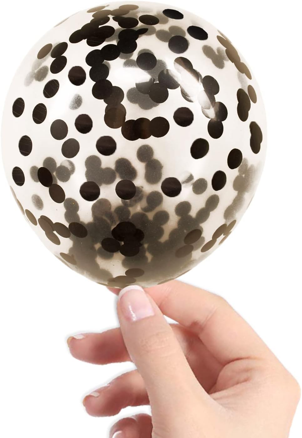 Black Confetti Balloons, 40 Pcs 5 Inch Clear Balloons with Confetti Inside for Birthday Party Graduation Engagement Cake Topper Decor Bridal Shower Baby Shower Decoration Supplies