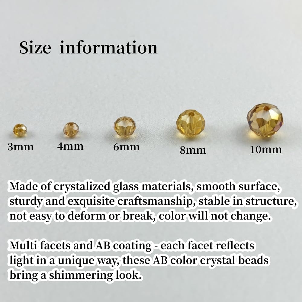 50pcs 10mm Crystal Glass Beads for Crafts Faceted Rondelle Glass Beads for Jewelry Making Crystal Spacer Beads for Necklaces Bracelets Earrings DIY Craft(Gold Champagne AB)