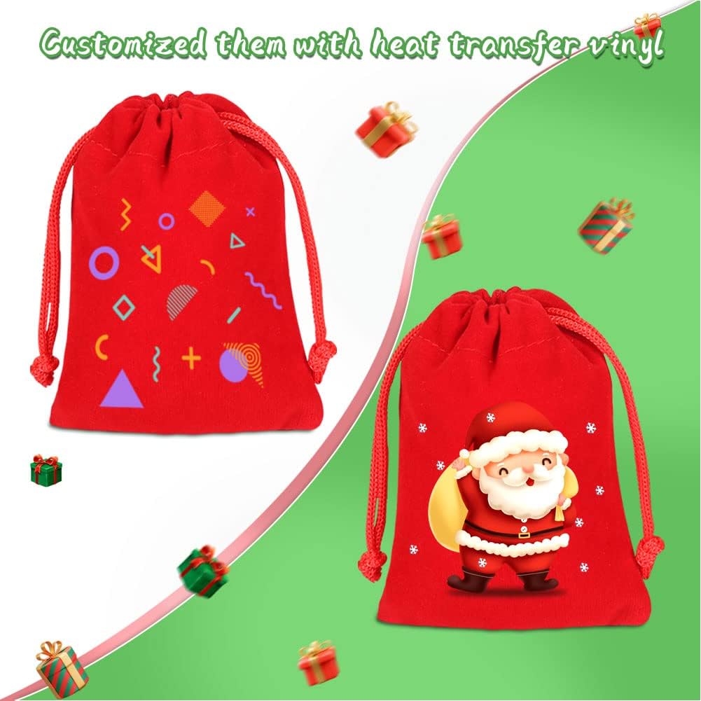 Shintop 10 Pack Velvet Drawstring Bags for Christmas Wedding Gift Bags Velvet Cloth Jewelry Pouches (2.75” x 3.54” , Red)