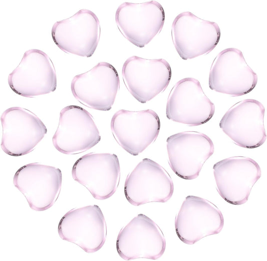 PATIKIL 20 Pcs Natural Heart Shaped Crystal Stone, 0.6 Inch Mini Polished Love Gemstone Crystal, Pocket Rock Engraved Worry Stones for Women Gifts Meditation, Clear Pink
